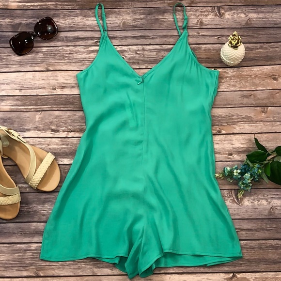 New Apple Green Ruffled Wrap Romper - Picture 3 of 3
